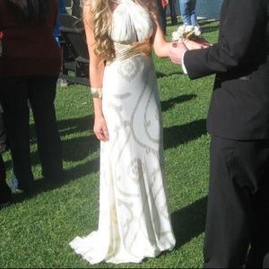 WHITE & GOLD GODDESS PROM DRESS